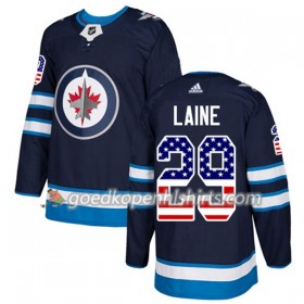 Winnipeg Jets Patrik Laine 29 Adidas 2017-2018 Navy Blauw USA Flag Fashion Authentic Shirt - Mannen